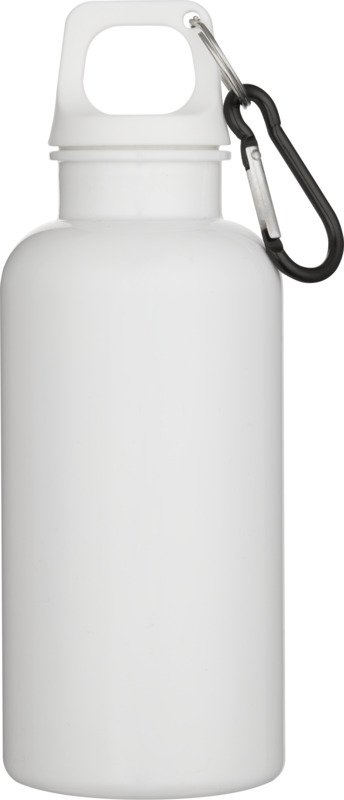 Oregon 400 ml solid colour RCS recycled plastic water bottle with carabiner