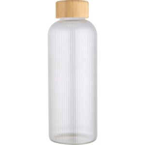 Mirage 650 ml single-walled borosilicate glass bottle with bamboo lid