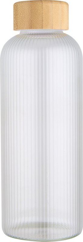 Mirage 650 ml single-walled borosilicate glass bottle with bamboo lid