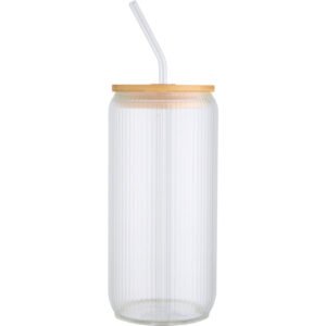 Mirage 500 ml single-walled borosilicate glass jar with bamboo lid