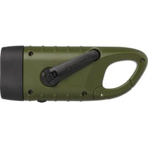 Helios recycled plastic solar dynamo flashlight with carabiner
