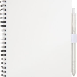 Niove recycled plastic soft cover notebook and ballpoint pen set (blue ink)