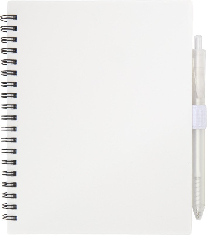 Niove recycled plastic soft cover notebook and ballpoint pen set (blue ink)