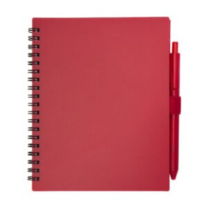 Niove recycled plastic soft cover notebook and ballpoint pen set (blue ink)