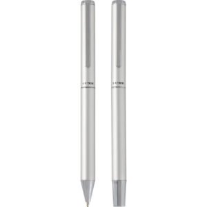 Lucetto recycled aluminium ballpoint and rollerball pen gift set (black ink)