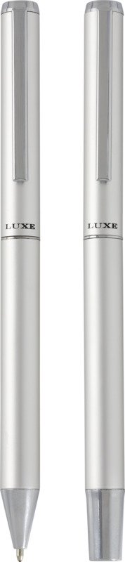 Lucetto recycled aluminium ballpoint and rollerball pen gift set (black ink)