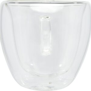 Manti 2-piece 100 ml double-wall glass cup with bamboo coaster