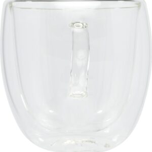 Manti 2-piece 250 ml double-wall glass cup with bamboo coaster