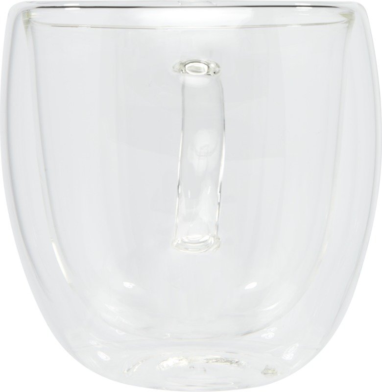 Manti 2-piece 250 ml double-wall glass cup with bamboo coaster