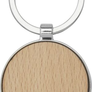 Moreno beech wood round keychain