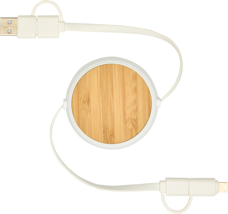 Chechia 5-in-1 recycled plastic 100 cm retractable data sync and 45W fast charge cable