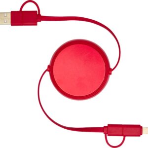 Alasia 5-in-1 100 cm recycled plastic and aluminium retractable data sync and 45W fast charge cable
