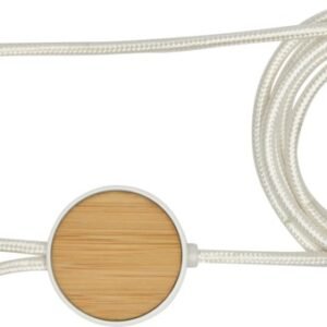 Chechia 5-in-1 recycled plastic 150 cm data sync and 27W fast charge cable with bamboo details