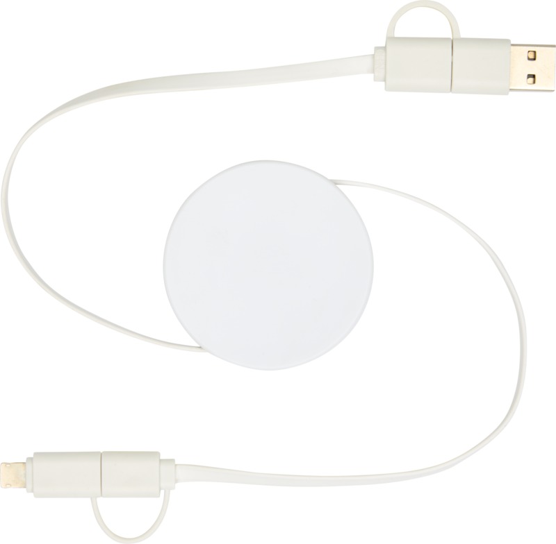 Citala 5-in-1 recycled plastic 90 cm retractable data sync and 40W fast charge cable