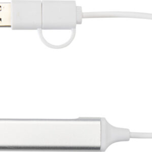 Alkaid 4-port recycled aluminium USB-A and Type-C hub with dual input