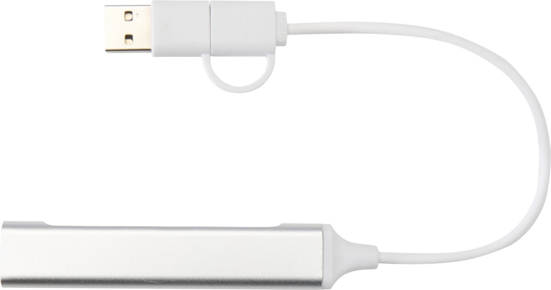 Alkaid 4-port recycled aluminium USB-A and Type-C hub with dual input