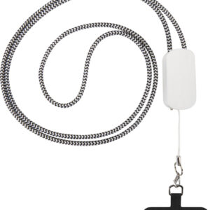 Anser recycled plastic smartphone lanyard with 27W 5-in-1 built-in cable