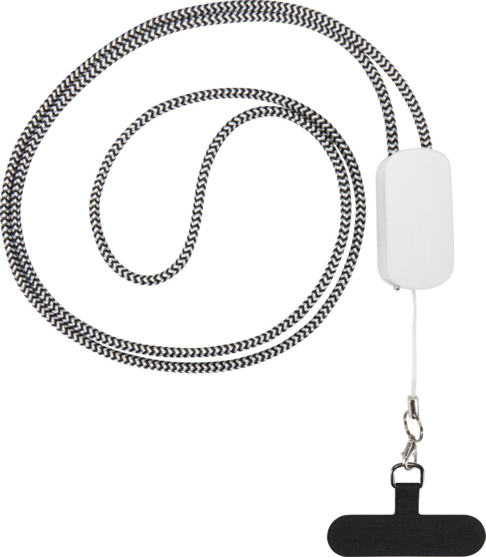 Anser recycled plastic smartphone lanyard with 27W 5-in-1 built-in cable