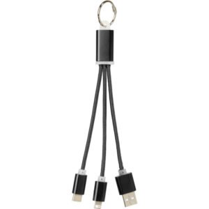 Metal 3-in-1 charging cable with keychain