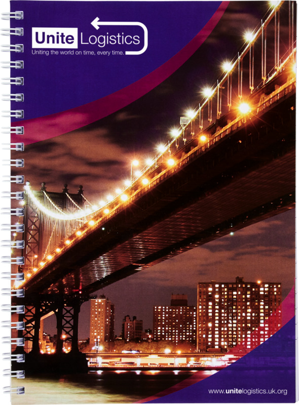 Desk-Mate® A4 spiral notebook with printed back cover